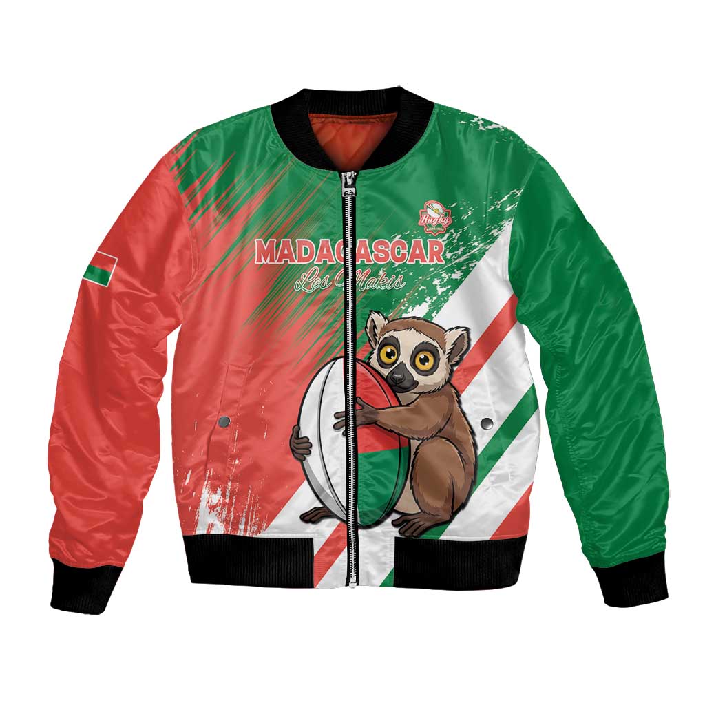 Madagascar Rugby Custom Bomber Jacket Allez Les Makis - African Pride