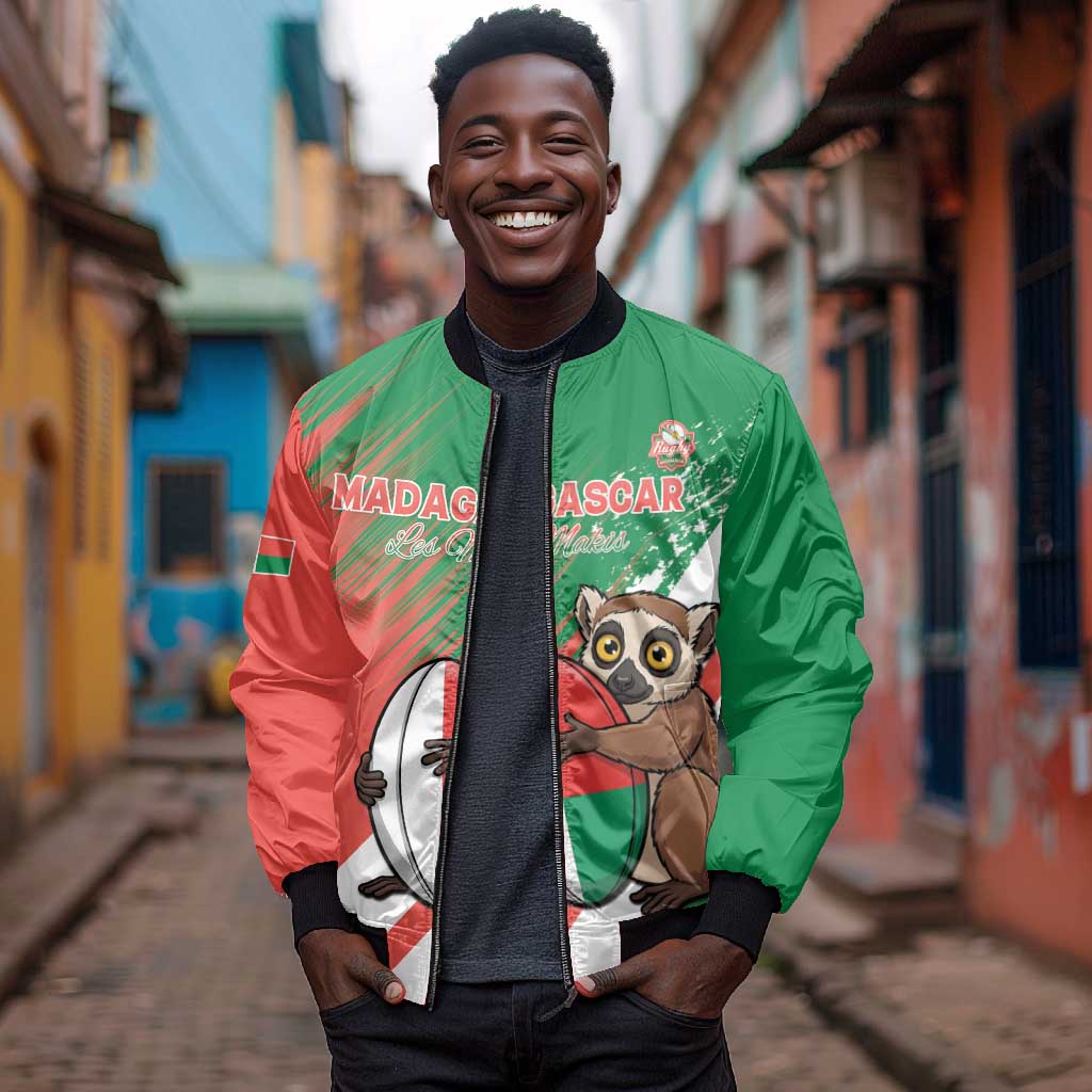 Madagascar Rugby Custom Bomber Jacket Allez Les Makis - African Pride