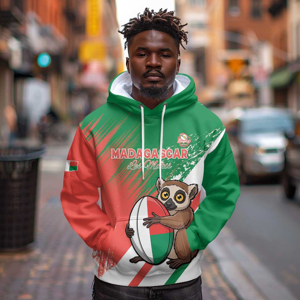 Madagascar Rugby Custom Hoodie Allez Les Makis - African Pride