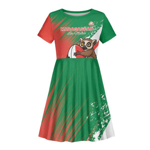 Madagascar Rugby Custom Kid Short Sleeve Dress Allez Les Makis - African Pride