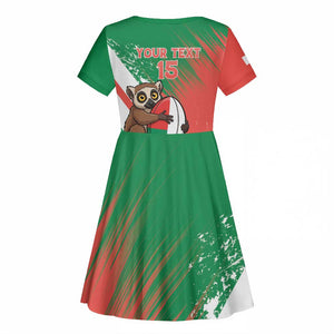 Madagascar Rugby Custom Kid Short Sleeve Dress Allez Les Makis - African Pride