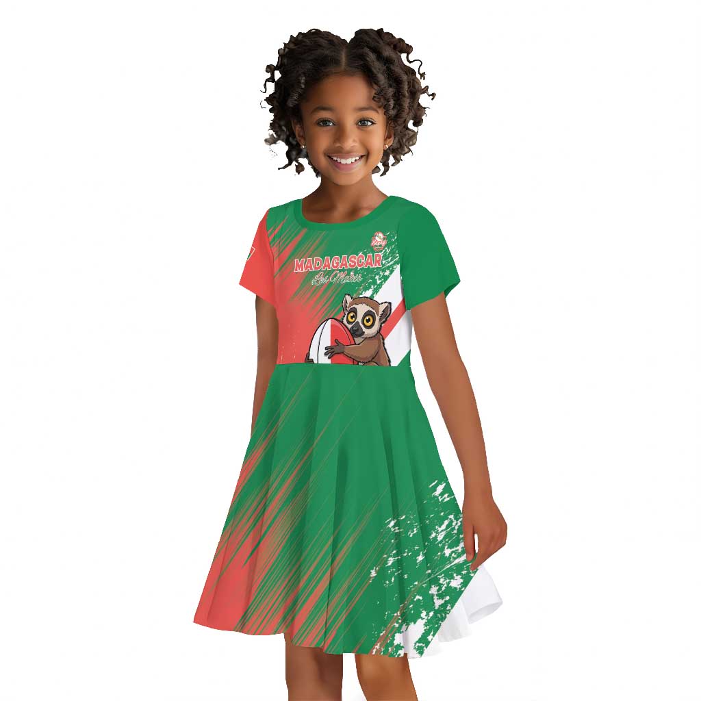 Madagascar Rugby Custom Kid Short Sleeve Dress Allez Les Makis - African Pride