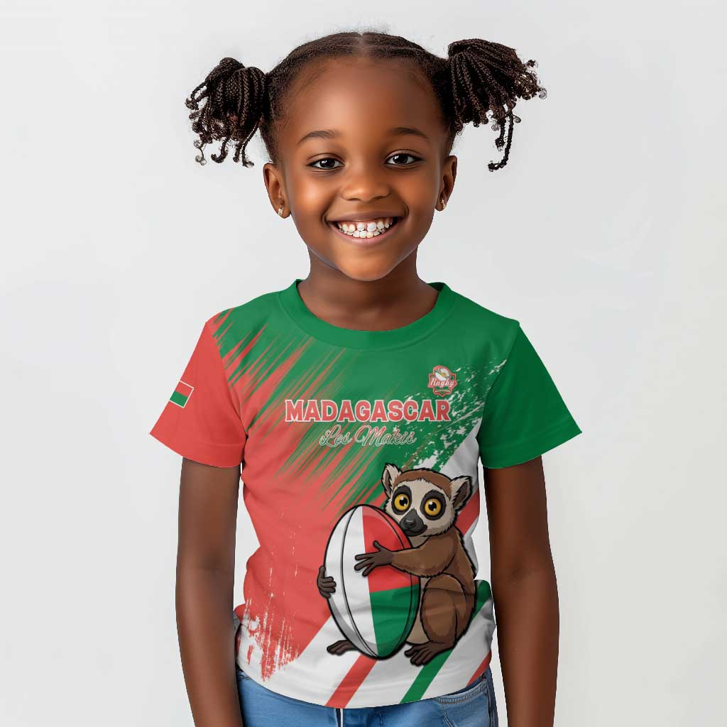 Madagascar Rugby Custom Kid T shirt Allez Les Makis - African Pride