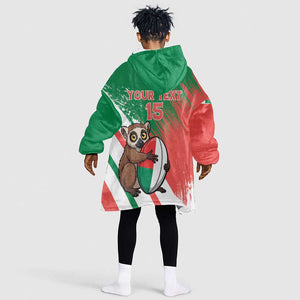 Madagascar Rugby Custom Kid Wearable Blanket Hoodie Allez Les Makis - African Pride
