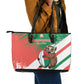 Madagascar Rugby Custom Leather Tote Bag Allez Les Makis - African Pride