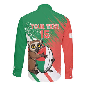 Madagascar Rugby Custom Long Sleeve Button Shirt Allez Les Makis - African Pride