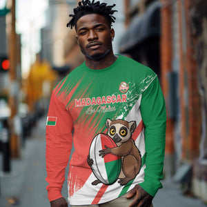 Madagascar Rugby Custom Long Sleeve Shirt Allez Les Makis - African Pride