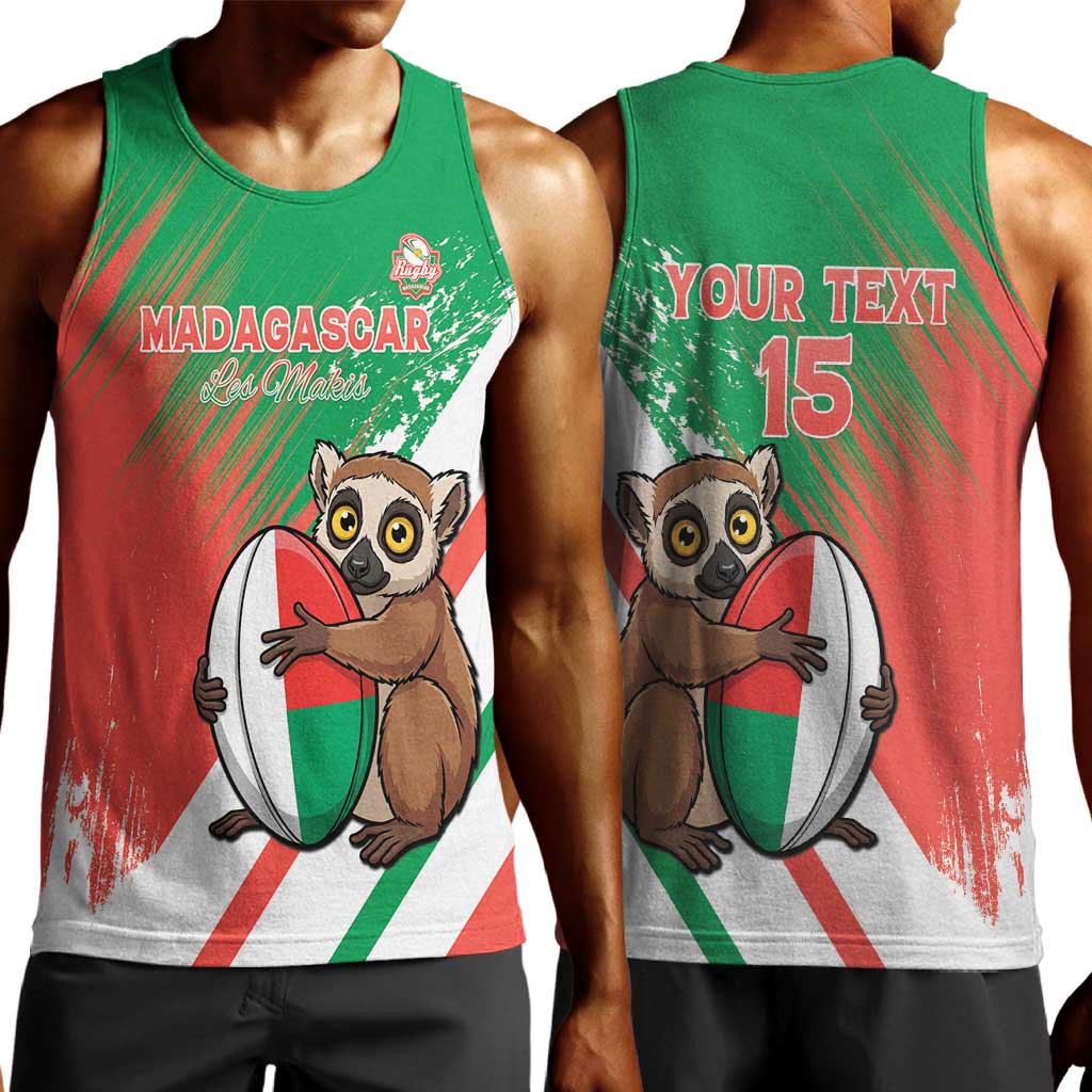 Madagascar Rugby Custom Men Tank Top Allez Les Makis - African Pride