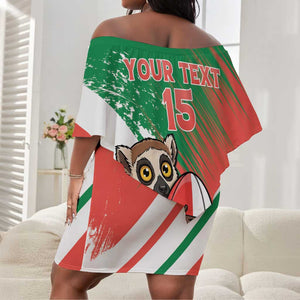 Madagascar Rugby Custom Off Shoulder Short Dress Allez Les Makis - African Pride