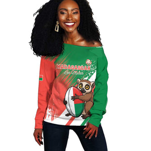 Madagascar Rugby Custom Off Shoulder Sweater Allez Les Makis - African Pride