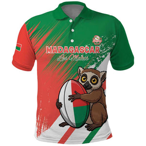 Madagascar Rugby Custom Polo Shirt Allez Les Makis - African Pride