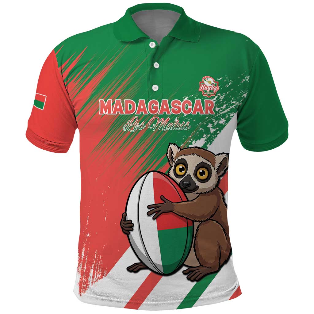 Madagascar Rugby Custom Polo Shirt Allez Les Makis - African Pride