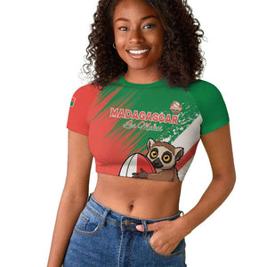 Madagascar Rugby Custom Raglan Cropped T shirt Allez Les Makis - African Pride