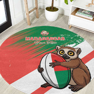 Madagascar Rugby Custom Round Carpet Allez Les Makis - African Pride