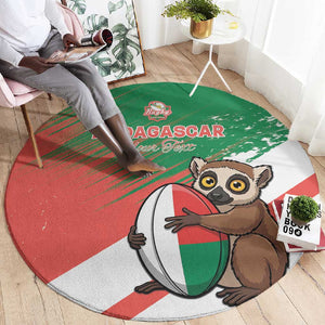 Madagascar Rugby Custom Round Carpet Allez Les Makis - African Pride