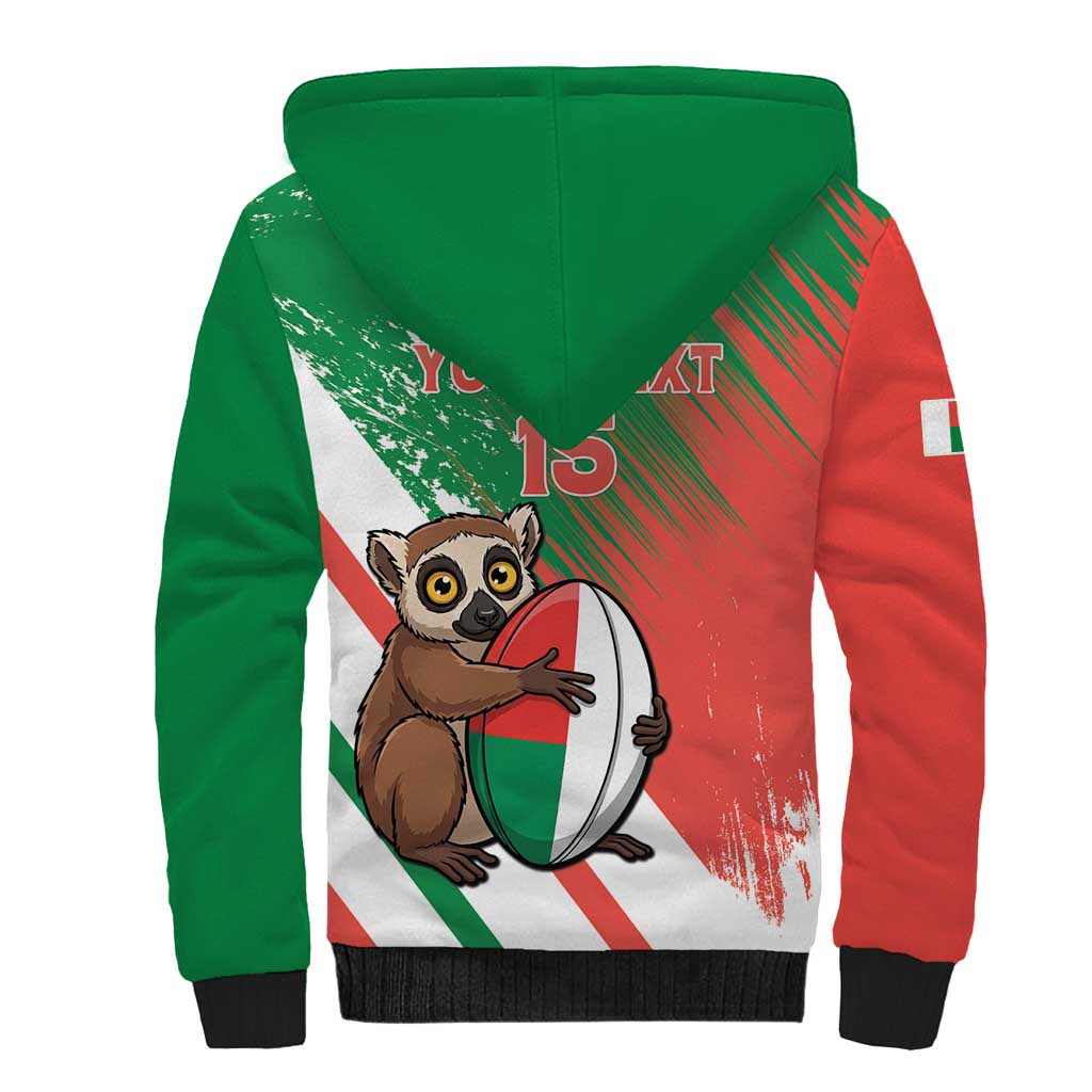 Madagascar Rugby Custom Sherpa Hoodie Allez Les Makis - African Pride