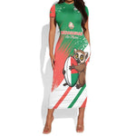 Madagascar Rugby Custom Short Sleeve Bodycon Dress Allez Les Makis - African Pride