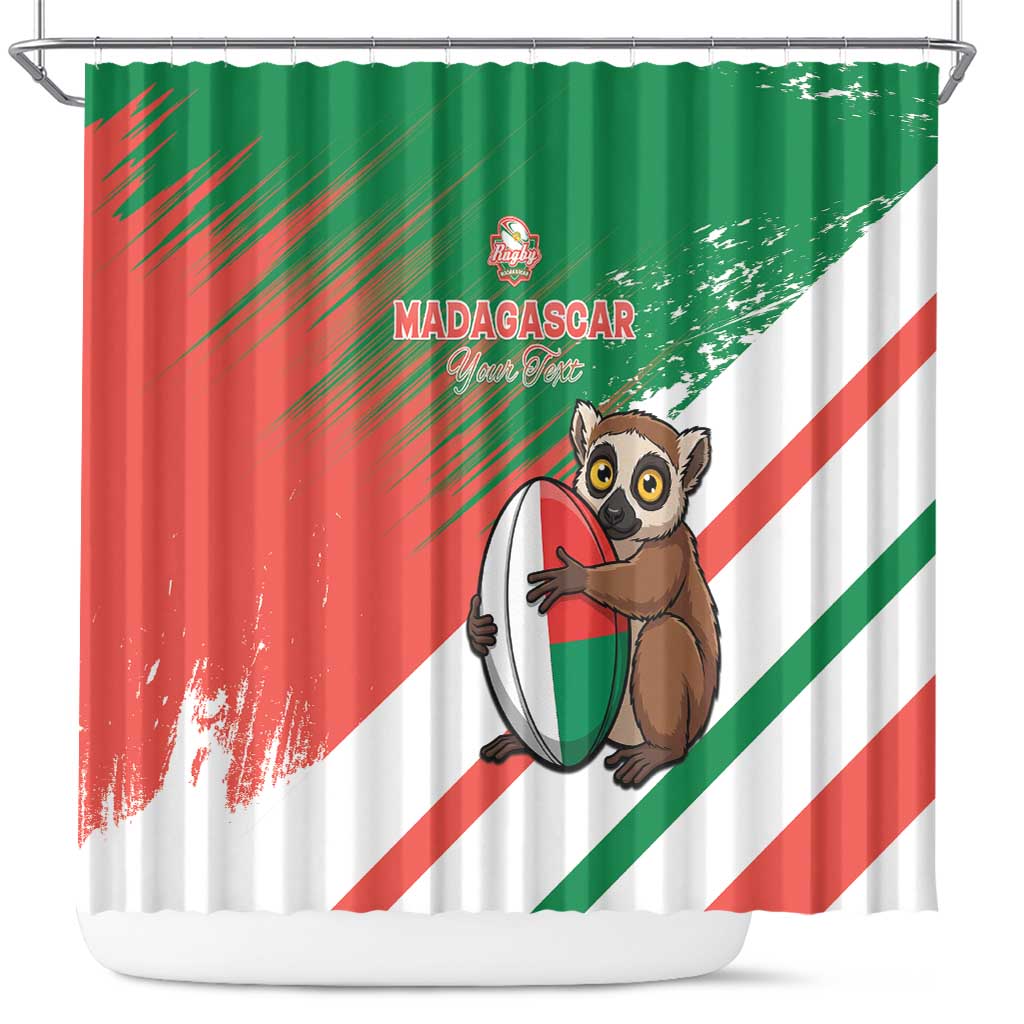 Madagascar Rugby Custom Shower Curtain Allez Les Makis - African Pride