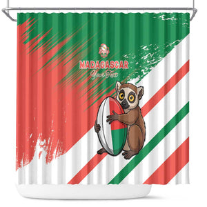 Madagascar Rugby Custom Shower Curtain Allez Les Makis - African Pride