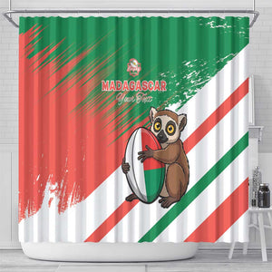 Madagascar Rugby Custom Shower Curtain Allez Les Makis - African Pride