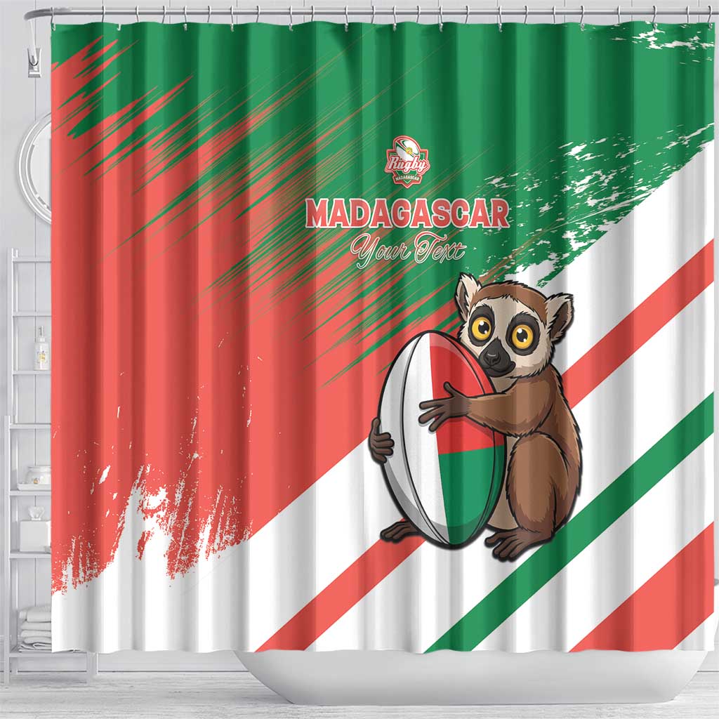 Madagascar Rugby Custom Shower Curtain Allez Les Makis - African Pride