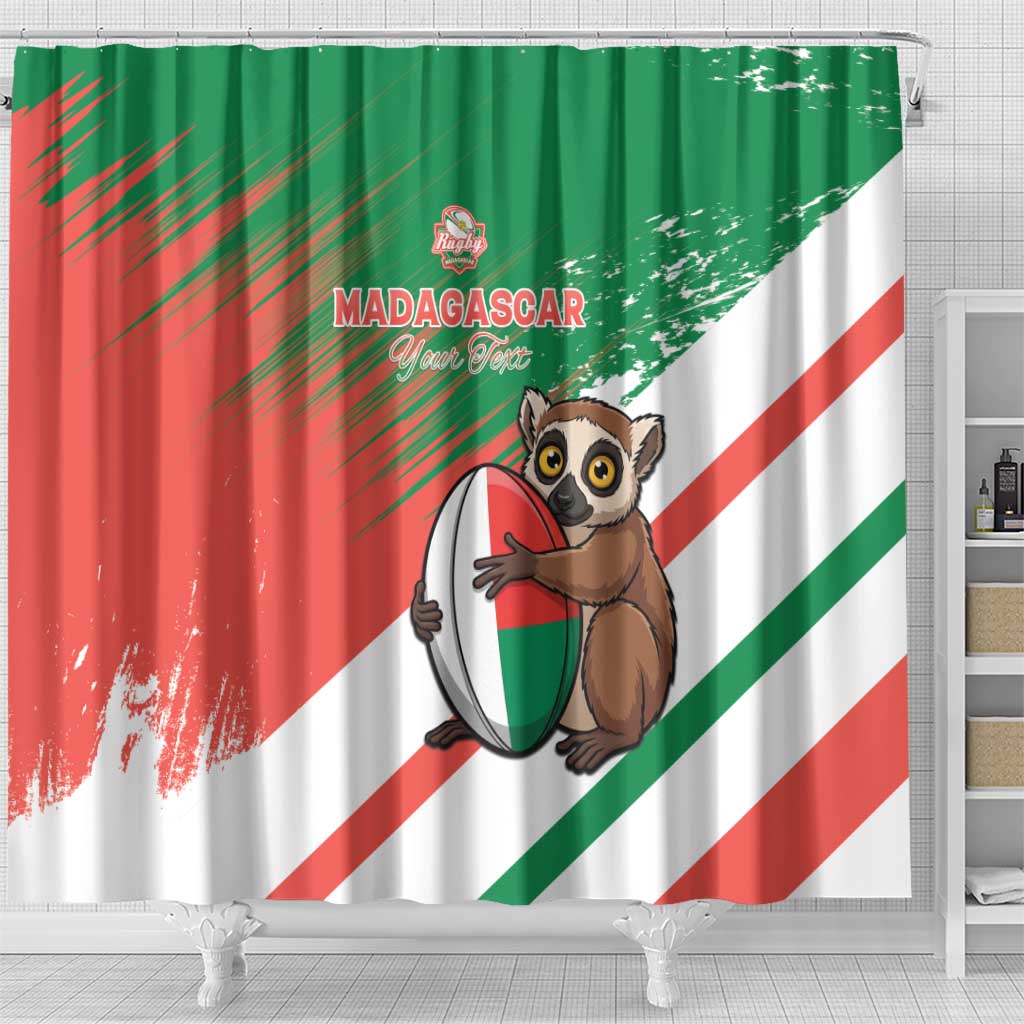 Madagascar Rugby Custom Shower Curtain Allez Les Makis - African Pride