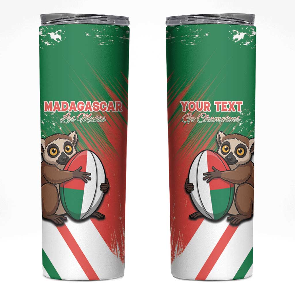 Madagascar Rugby Custom Skinny Tumbler Allez Les Makis - African Pride