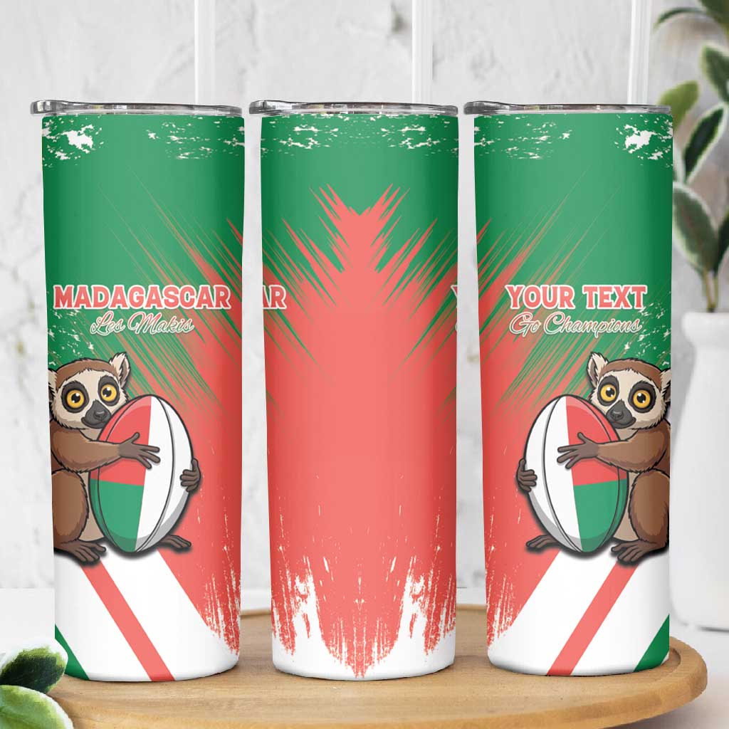 Madagascar Rugby Custom Skinny Tumbler Allez Les Makis - African Pride