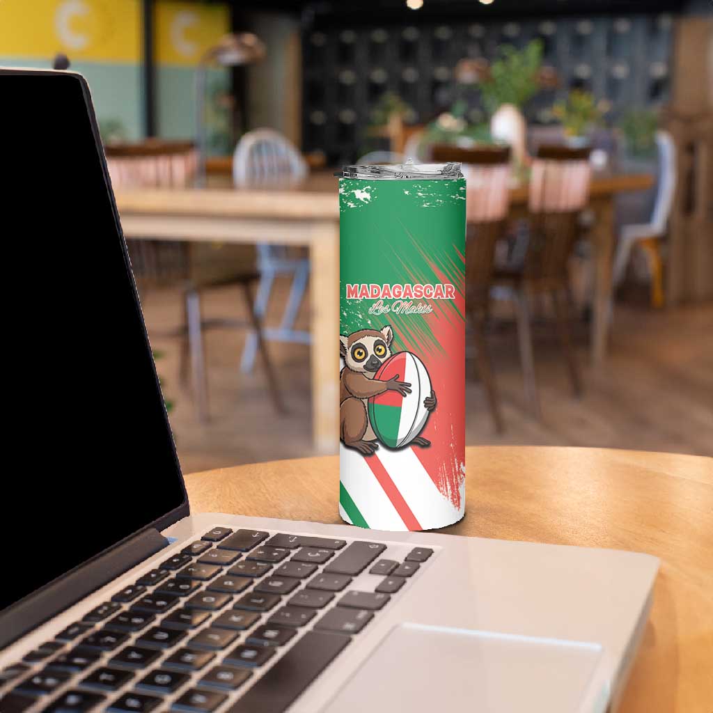 Madagascar Rugby Custom Skinny Tumbler Allez Les Makis - African Pride