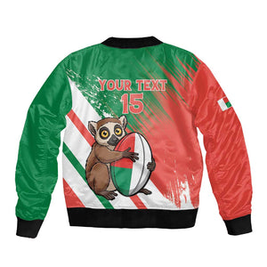 Madagascar Rugby Custom Sleeve Zip Bomber Jacket Allez Les Makis - African Pride