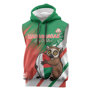 Madagascar Rugby Custom Sleeveless Hoodie Allez Les Makis - African Pride