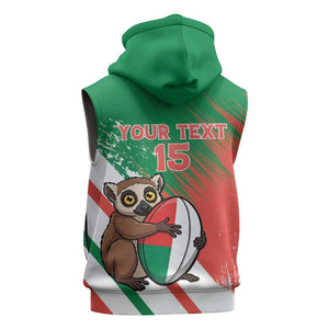 Madagascar Rugby Custom Sleeveless Hoodie Allez Les Makis - African Pride