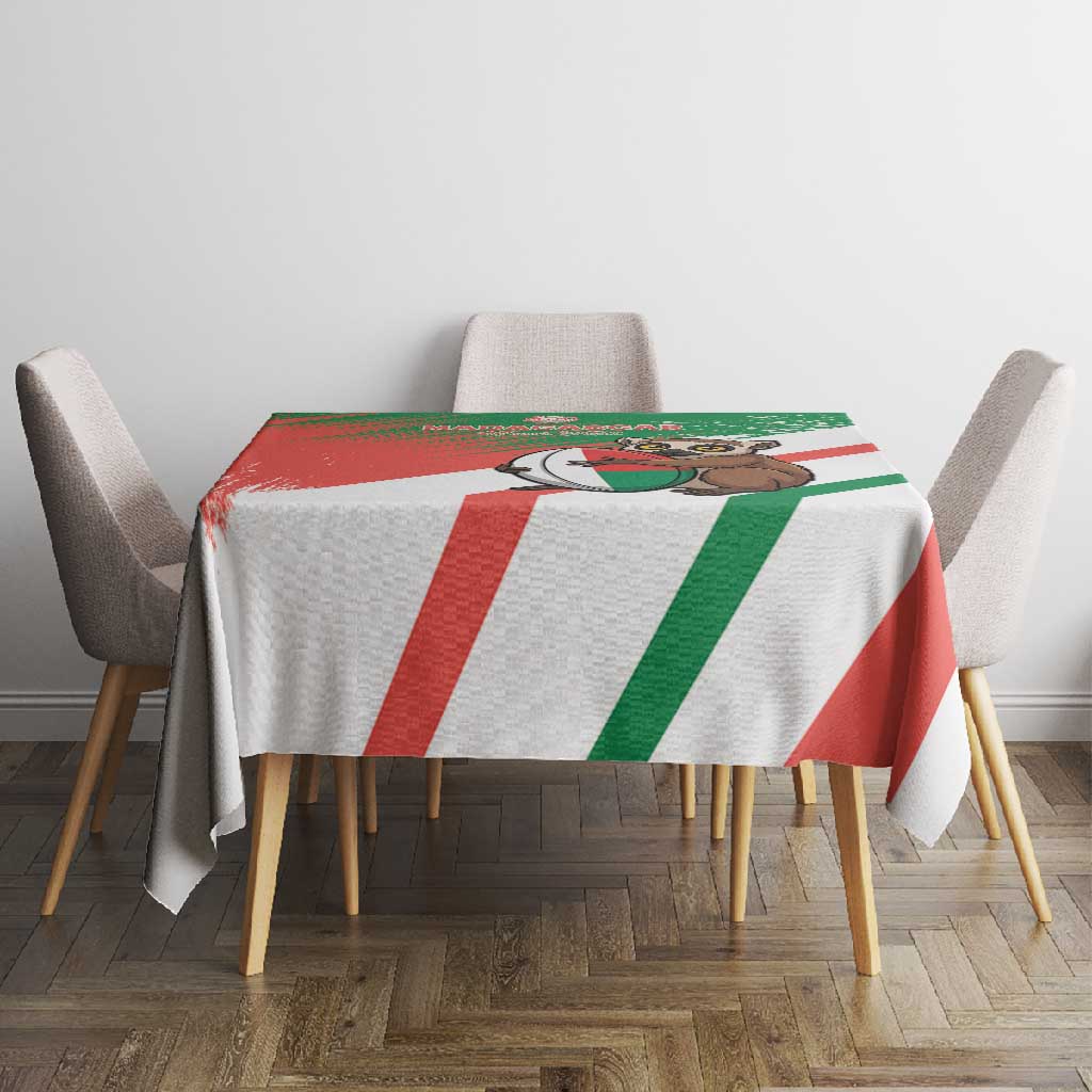 Madagascar Rugby Custom Tablecloth Allez Les Makis - African Pride