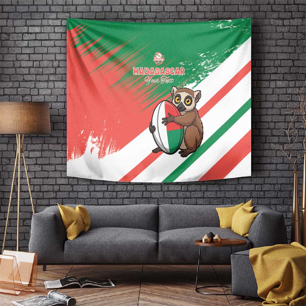 Madagascar Rugby Custom Tapestry Allez Les Makis - African Pride