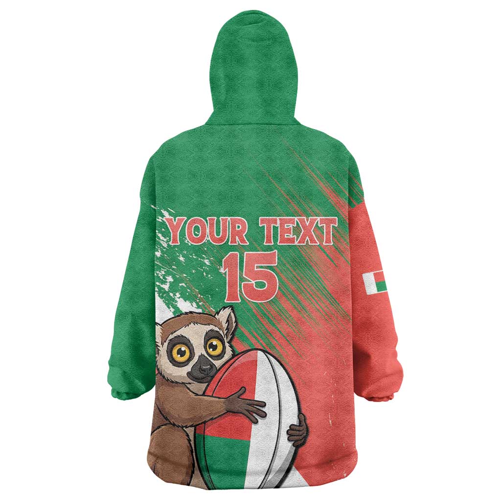 Madagascar Rugby Custom Wearable Blanket Hoodie Allez Les Makis - African Pride