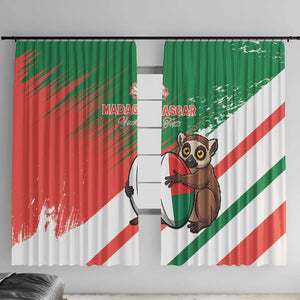 Madagascar Rugby Custom Window Curtain Allez Les Makis - African Pride