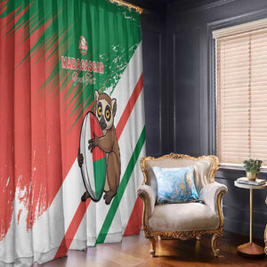 Madagascar Rugby Custom Window Curtain Allez Les Makis - African Pride