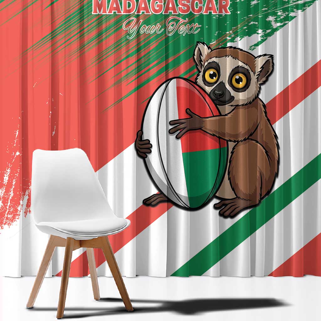 Madagascar Rugby Custom Window Curtain Allez Les Makis - African Pride