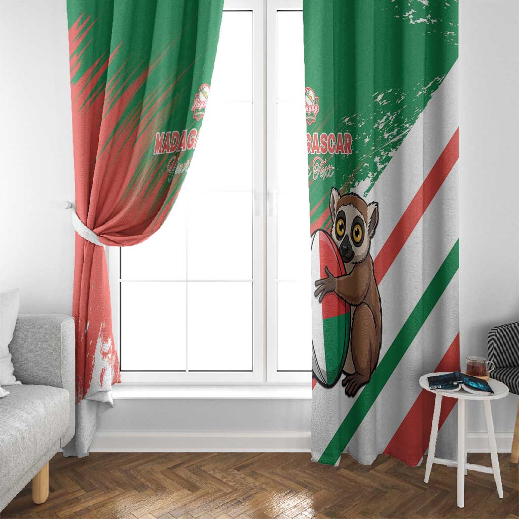 Madagascar Rugby Custom Window Curtain Allez Les Makis - African Pride
