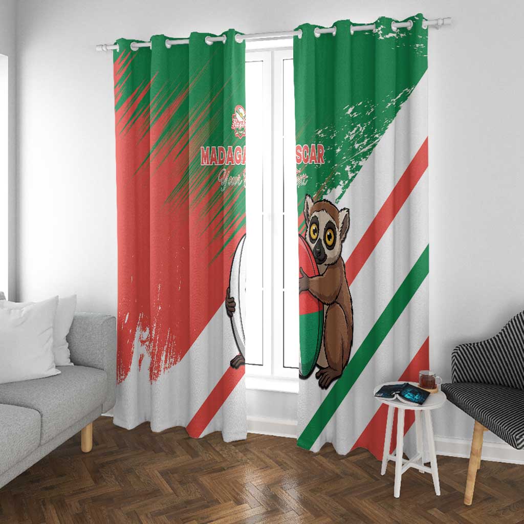 Madagascar Rugby Custom Window Curtain Allez Les Makis - African Pride