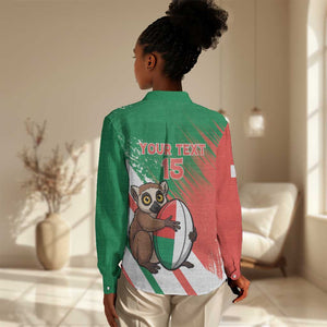 Madagascar Rugby Custom Women Casual Shirt Allez Les Makis - African Pride