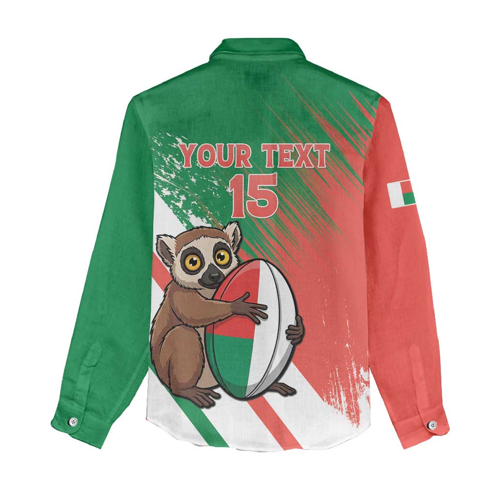 Madagascar Rugby Custom Women Casual Shirt Allez Les Makis - African Pride