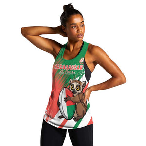 Madagascar Rugby Custom Women Racerback Tank Allez Les Makis - African Pride