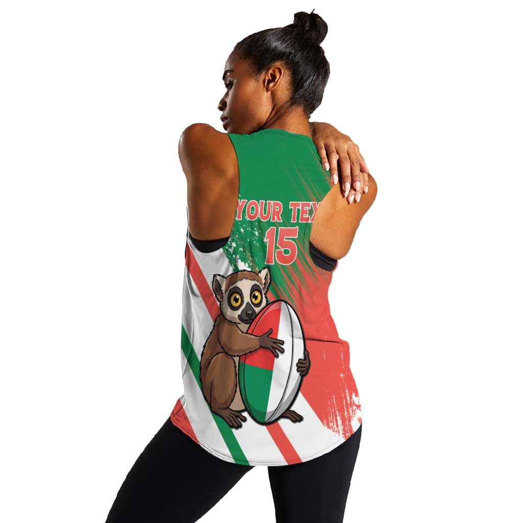 Madagascar Rugby Custom Women Racerback Tank Allez Les Makis - African Pride