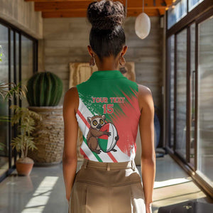 Madagascar Rugby Custom Women Sleeveless Polo Shirt Allez Les Makis - African Pride