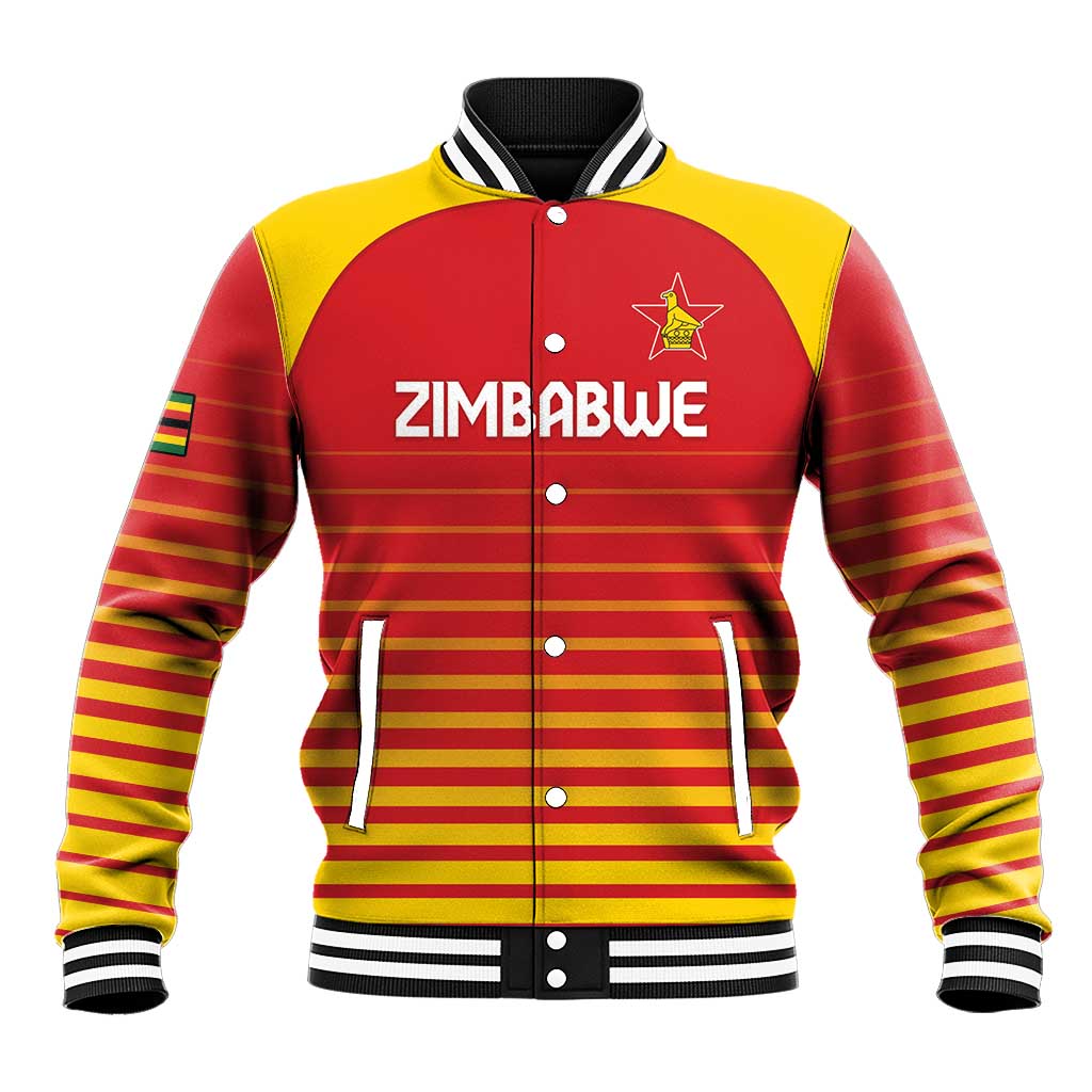 Custom Zimbabwe Cricket Baseball Jacket Come On Chevrons - African Pride