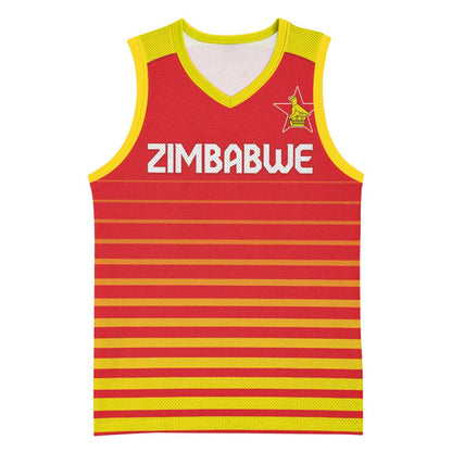 Custom Zimbabwe Cricket Basketball Jersey Come On Chevrons - African Pride