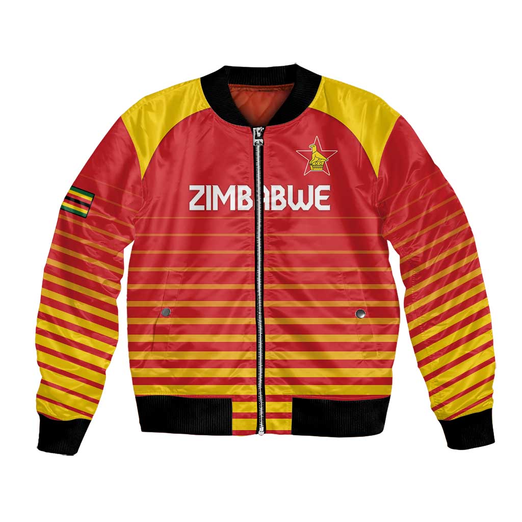 Custom Zimbabwe Cricket Bomber Jacket Come On Chevrons - African Pride