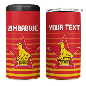 Custom Zimbabwe Cricket 4 in 1 Can Cooler Tumbler Come On Chevrons - African Pride