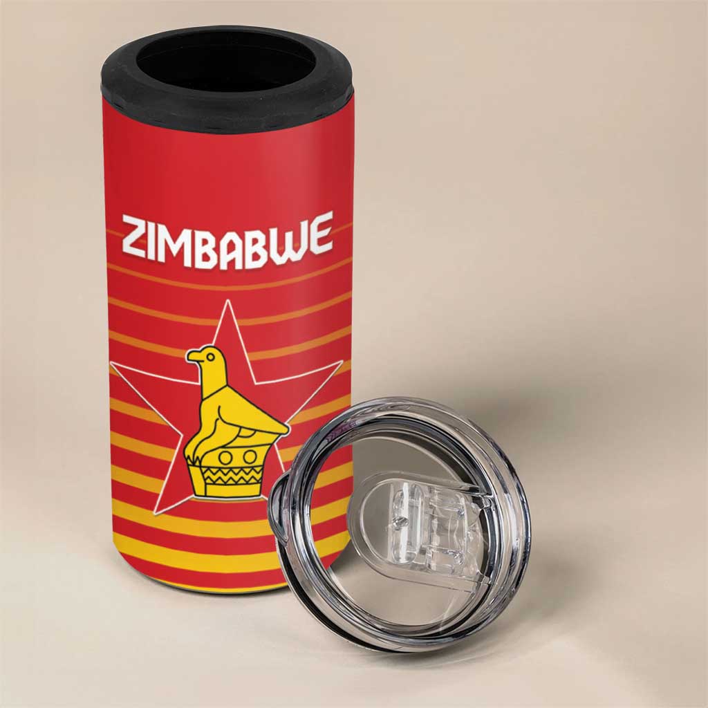 Custom Zimbabwe Cricket 4 in 1 Can Cooler Tumbler Come On Chevrons - African Pride